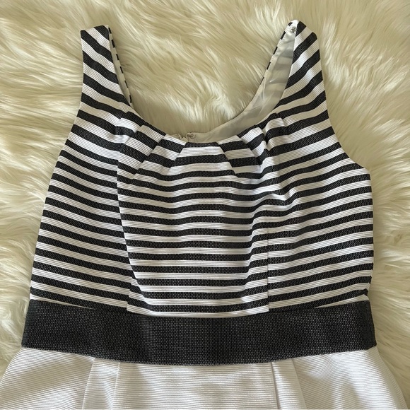 Banana Republic Textured Striped Scoop Neck Dress Black Combo Fit And Flare NWT - Picture 4 of 11